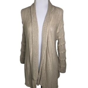 NWT Kenar Tan Open Front Rolled Collar Back Split Relaxed Fit  Cardigan Size L